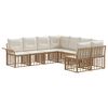 vidaXL Conjunto de Sof&aacute;s para Exterior 8 pcs Natural e Branco Creme