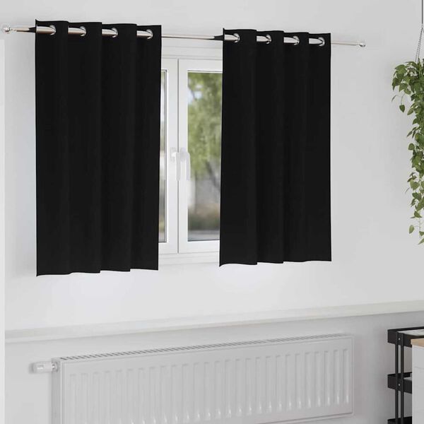 vidaXL Cortinas Blackout com Argolas 2 pcs Preto 140 x 140 cm