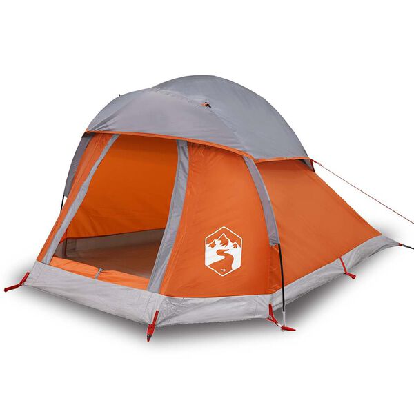 vidaXL Tenda de campismo c&uacute;pula p/ 1 pessoa imperme&aacute;vel cinza/laranja
