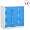 vidaXL Cacifos 2 pcs 90x45x92,5 cm a&ccedil;o cinzento-claro e azul