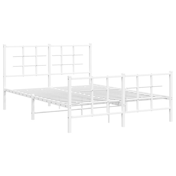 vidaXL Estrutura de cama com cabeceira e p&eacute;s 140x200 cm metal branco