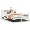 vidaXL Cama com estante sem colchão 135x190 cm pinho maciço branco