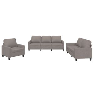 vidaXL 3 pcs conjunto de sof&aacute;s com almofad&otilde;es tecido cinza-acastanhado