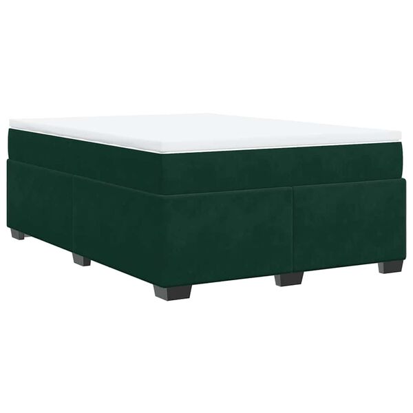 vidaXL Cama com molas/colch&atilde;o 160x200 cm veludo verde-escuro