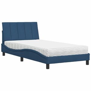 vidaXL Cama com colchão Hanko 100x200 cm tecido azul