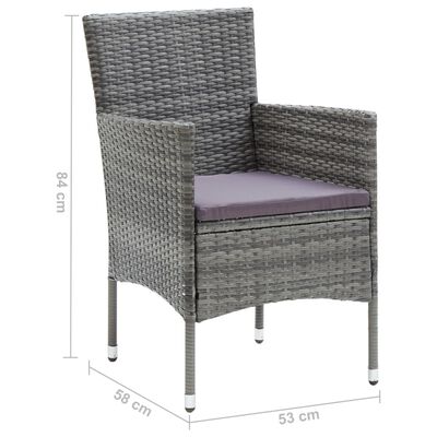 vidaXL Cadeiras de jantar para jardim 4 pcs vime PE cinzento
