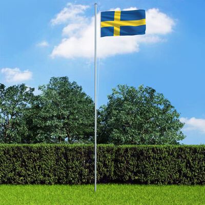vidaXL Bandeira da Suécia com mastro de alumínio 6,2 m