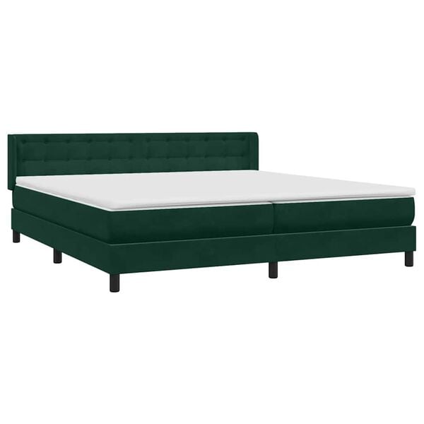 vidaXL Cama com molas/colch&atilde;o 180x220 cm veludo verde-escuro