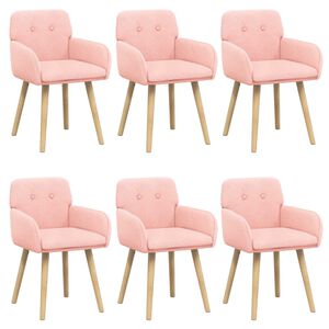 vidaXL Cadeiras de Jantar 6 unid. Boucl&eacute; Rosa 59 x 57 x 85 cm