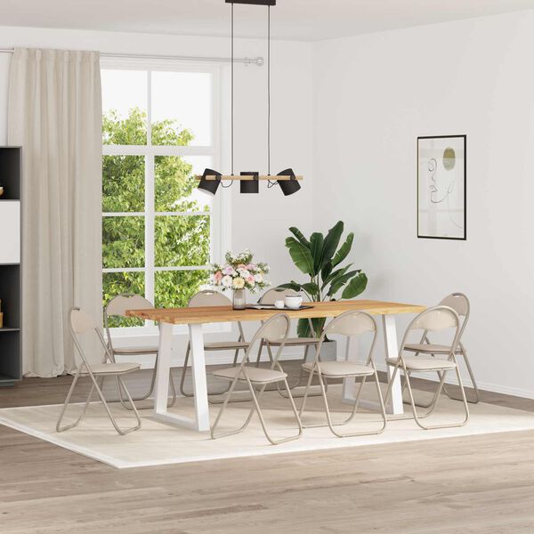 vidaXL Cadeira Dobr&aacute;vel 8 pcs Areia 48 x 43,5 x 81 cm Couro Sint&eacute;tico