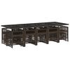 vidaXL 15 pcs conjunto jantar p/ jardim c/ almofad&otilde;es vime PE castanho