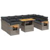 vidaXL 10 pcs conjunto sof&aacute;s de jardim c/ almofad&otilde;es vime PE cinzento