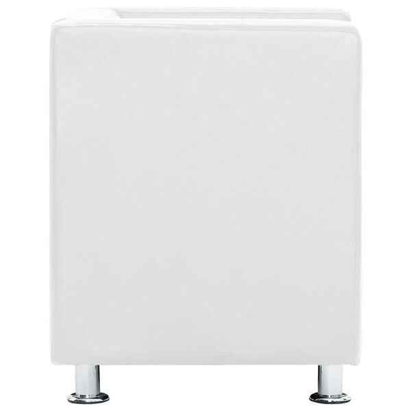 vidaXL Poltrona em forma de cubo couro artificial branco