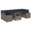 vidaXL Conjunto de sof&aacute; de jardim com 8 pe&ccedil;as e almofadas em rattan sint&eacute;tico cinza