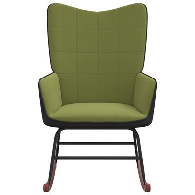 vidaXL Cadeira de baloiço PVC e veludo verde-claro