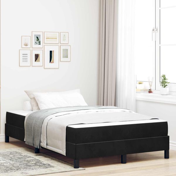 vidaXL Cama Box com colch&atilde;o Preto 120 x 190 cm tecido