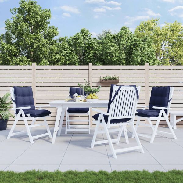 vidaXL Almofad&otilde;es cadeira encosto baixo 4 pcs oxford azul-marinho