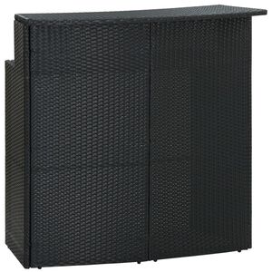 vidaXL Mesa de bar para jardim 120x55x110 cm vime PE preto