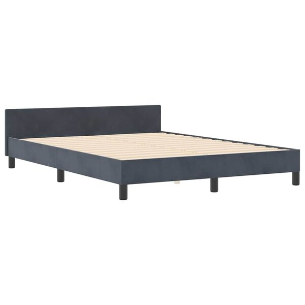 vidaXL Cama Box com cabeceira Cinzento escuro 140 x 200 cm Veludo