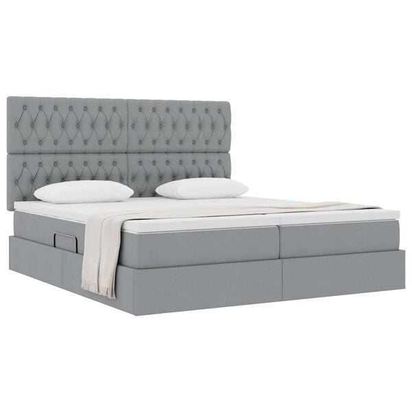 vidaXL Cama com Armazenamento com colch&atilde;o Cinzento-claro 200 x 200 cm