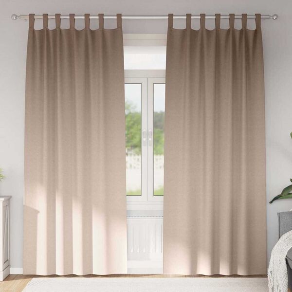 vidaXL Cortinas Blackout com Argolas 2 pcs Cinzento-acastanhado