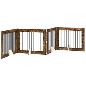 vidaXL Port&atilde;o dobr&aacute;vel para c&atilde;es com suportes 4 pcs Carvalho Fumado