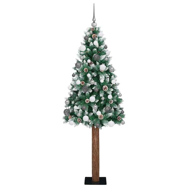 vidaXL &Aacute;rvore de Natal Slim com 300 LEDs com suporte Verde 210 cm
