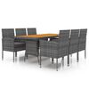 vidaXL 7 pcs conjunto de jantar para exterior vime PE cinzento