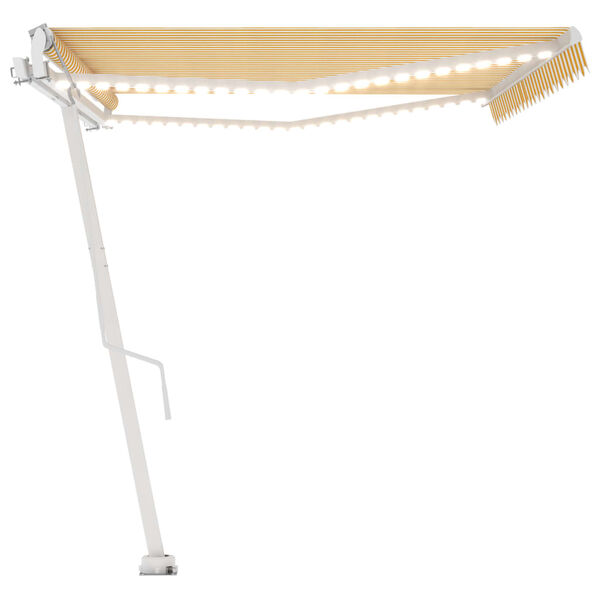 vidaXL Toldo autom. LED e sensor de vento 500x350 cm amarelo/branco