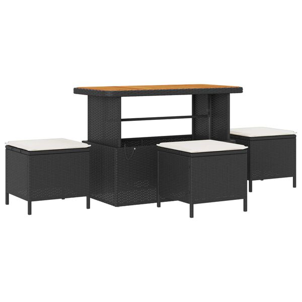 vidaXL Conjunto de Sof&aacute; de Jardim com almofada 9 pcs Preto e Creme