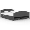 vidaXL Estrutura cama c/ 4 gavetas 140x200cm pinho maciço cinza-escuro