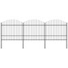 vidaXL Cerca de jardim com topo em forma de lan&ccedil;a em a&ccedil;o 504x175 cm, preta