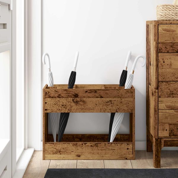 vidaXL Suporte de Guarda-Sol Madeira antiga 65 x 24 x 50 cm