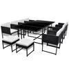 vidaXL 13 pcs conjunto jantar exterior com almofad&otilde;es vime PE preto