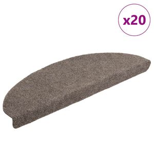 vidaXL Tapetes de escada autoadesivos 20 pe&ccedil;as 65x21x4 cm bege semicircular grande