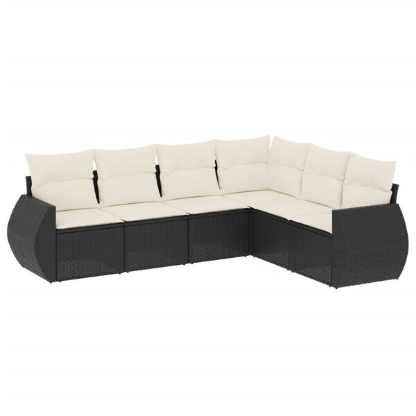 vidaXL 6 pcs conjunto sof&aacute;s de jardim c/ almofad&otilde;es vime PE preto
