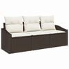 vidaXL Conjunto de Sof&aacute;s com almofada 3 pcs Castanho vime PE