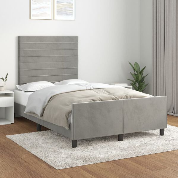 vidaXL Estrutura de cama sem colch&atilde;o 120x200 cm veludo cinzento-claro