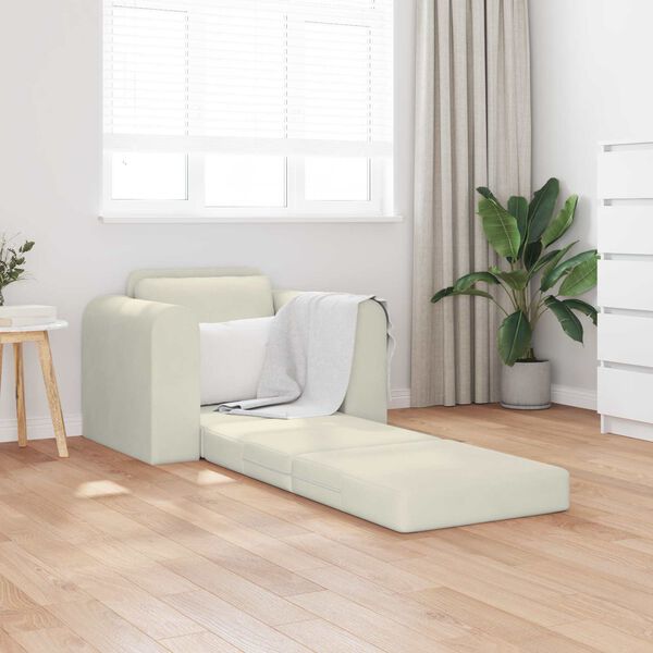 vidaXL Sof&aacute;-Cama Creme 98 x 71 x 83 cm Veludo