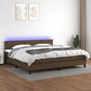 vidaXL Cama box spring c/ colch&atilde;o/LED 200x200cm tecido castanho-escuro