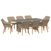 vidaXL Conjunto de Jantar para Jardim 9 unid. Bege vime PE