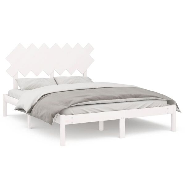 vidaXL Estrutura de cama 140x190 cm madeira maciça branco