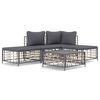 vidaXL 5 pcs conjunto lounge de jardim c/ almofad&otilde;es vime PE antracite