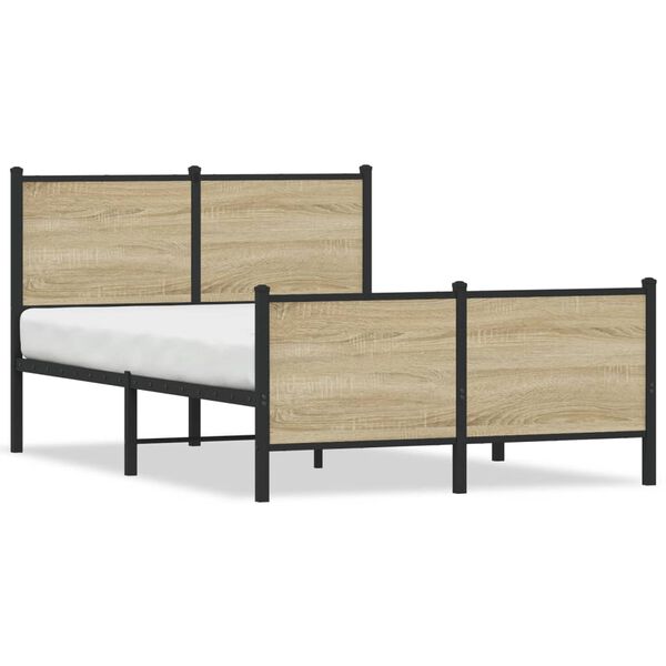 vidaXL Estrutura de cama sem colchão 120x190 cm metal carvalho sonoma