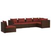 vidaXL 6 pcs conjunto lounge jardim c/ almofad&otilde;es vime PE castanho