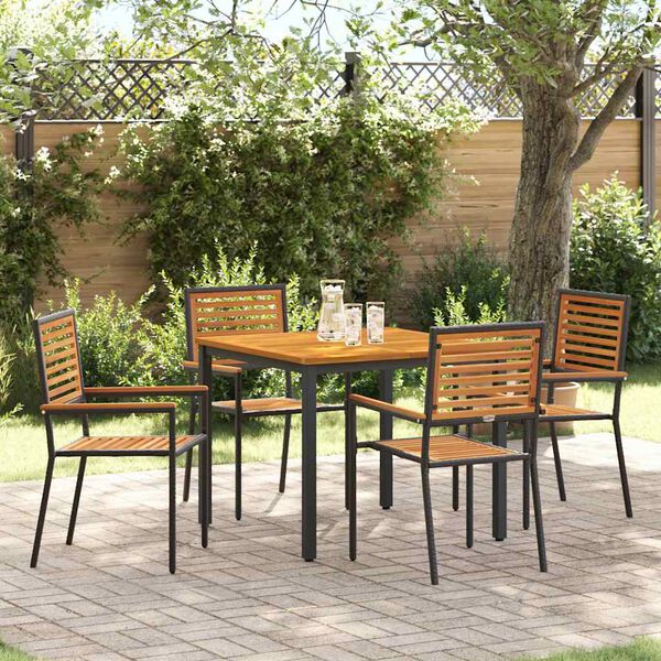 vidaXL Conjunto de Jantar para Jardim 5 pcs Preto 90 x 90 x 75 cm