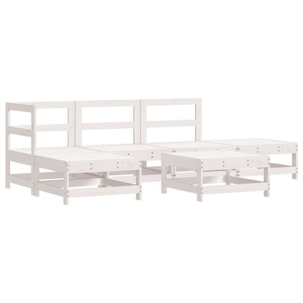 vidaXL 6 pcs conjunto lounge de jardim pinho maci&ccedil;o branco