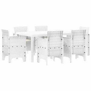 vidaXL Conjunto de Jantar para Jardim 7 pcs Branco Rattan Polt