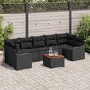 vidaXL Conjunto de Sof&aacute; de Jardim com almofada 8 pcs Preto vime PE