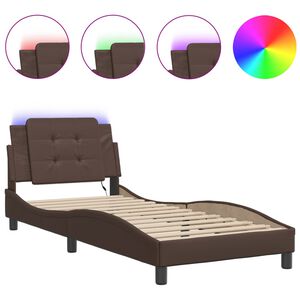 vidaXL Estrutura de cama com LED sem colch&atilde;o Zadar 80x200 cm castanho